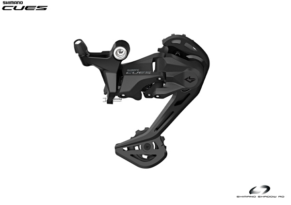 Переключатель задний SHIMANO CUES RD-U3020, 9 скор., крепление (на болт) под петух, SHADOW DESIGN, SGS, Black (ARDU3020SGS)