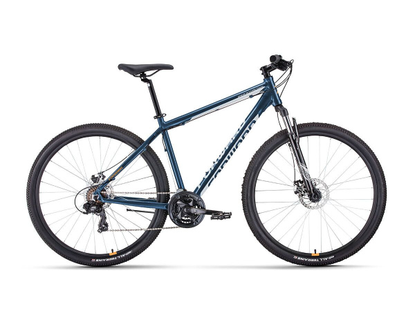Велосипед FORWARD APACHE 29 2.0 D CLASSIC (29" 21 ск. рост. 19") 2022, темно-синий/серебристый, RBK22FW29107