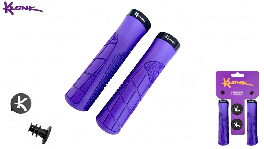 Рукоятки руля (грипсы) KLONK, 135 мм, Side Lock Alu, с барендами, KLK-11005, Violet