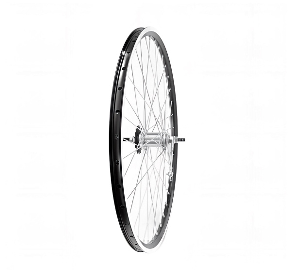Колесо в сборе 28" заднее, втулка CF-CTO1-1, 3/8 (гайка) c ножным тормозом, 1 ск., двухстеночный алюминиевый анодированный обод, Forward DW (W2829R2SN)