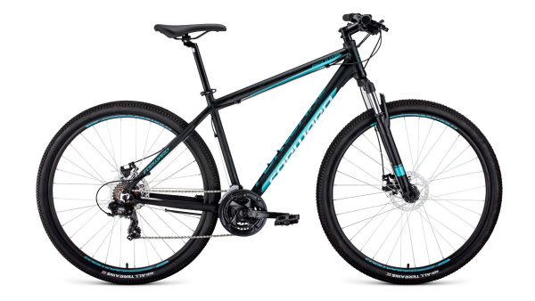 Велосипед FORWARD APACHE 29 2.0 disc (29" 21 ск. рост 19") 2019-2020 (черный мат., RBKW0M69Q002)