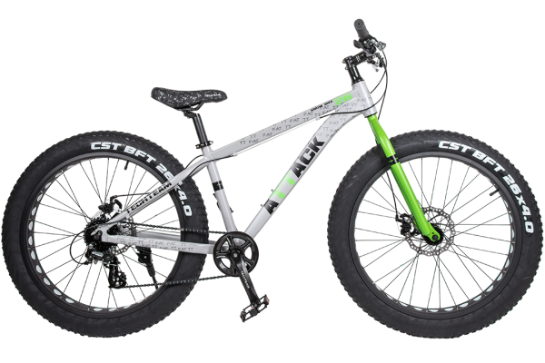 Велосипед TECH TEAM ATTACK 26 disk (Fat Bike 26", 8 ск., рост 15") (зеленый, NN004264)