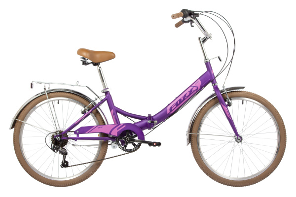 Велосипед FOXX 24" складной, SHIFT, фиолетовый, 6-скор, Shimano RS35/TY21, двойной обод, багажник (24SFV.SHIFT.VL4)