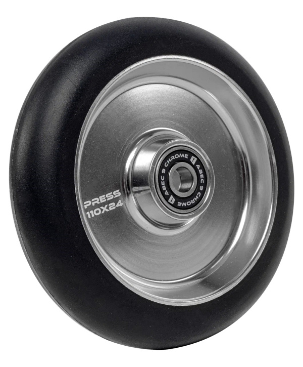 Колесо для трюкового самоката 110 мм, алюминиевое, PRESS, подшипники ABEC 9, TT, Black/Grey (NN013090)