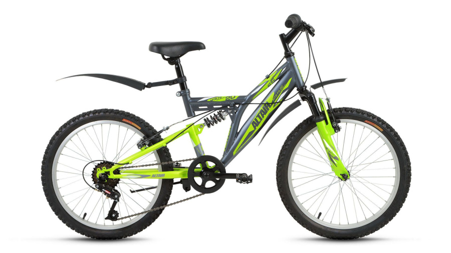Велосипед ALTAIR MTB FS 20 (20" 6 ск. рост 13") 2016-2017 (серый/зеленый мат., RBKT72N06002)