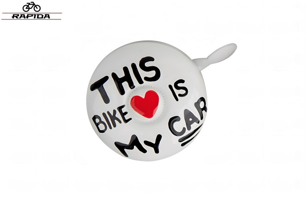 Звонок велосипедный алюминиевый, "This bike is my car", Ø 58 мм, RAPIDA, B58-GG, White (УТ00029321)