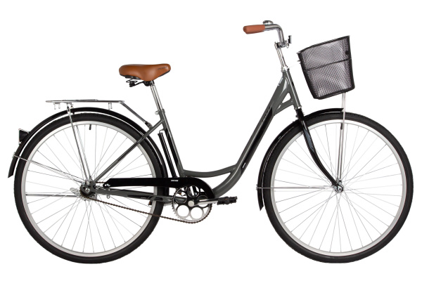 Велосипед FOXX 28" VINTAGE серый, сталь, размер 18"+ передняя корзина (28SHC.VINTAGE.18GR5)