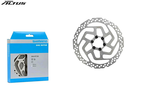 Ротор дискового тормоза SM-RT26 160 мм, 6 болтов, SHIMANO, инд. упаковка (ESMRT26S)