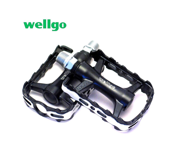 Педали платформенные (комплект 2 шт.) 9/16", 102x64x24 мм, алюминий, Wellgo LU-C27G, ось CR-MO (черный/серебро) (WLG-LU-C27G)