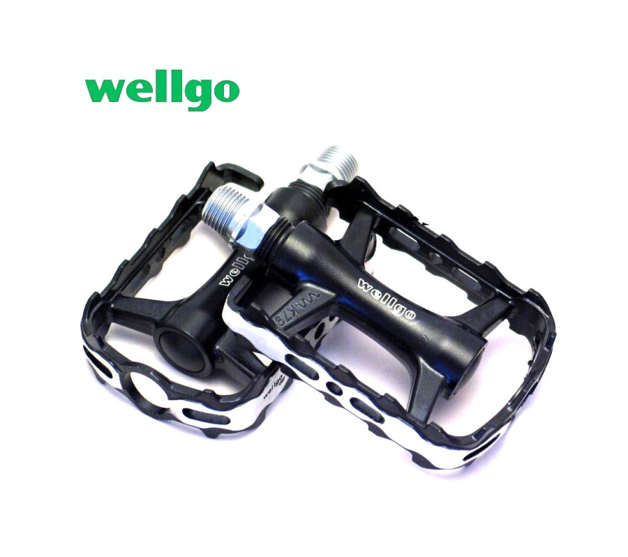 Педали платформенные (комплект 2 шт.) 9/16", 102x64x24 мм, алюминий, Wellgo LU-C27G, ось CR-MO (черный/серебро) (WLG-LU-C27G)