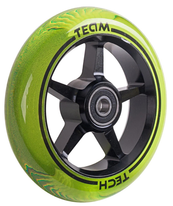 Колесо для трюкового самоката 110 мм, алюминиевое, SCOUT, подшипники ABEC 9, TT, Black/Green (NN010851)