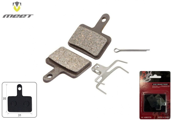 Тормозные колодки MEET для дискового тормоза TEKTRO Aurigo/Drago/HDC300, SHIMANO 315-575 (B01S), с пружинной скобкой, блистер, TP-01B (УТ00019068)