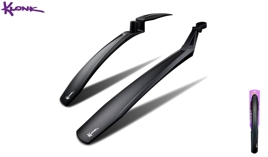 KLONK Комплект крыльев, 26"-29", MTB, переднее - в шток вилки, заднее - на подседельный штырь, для покрышек max. 2,35", Black, KLK-850FR