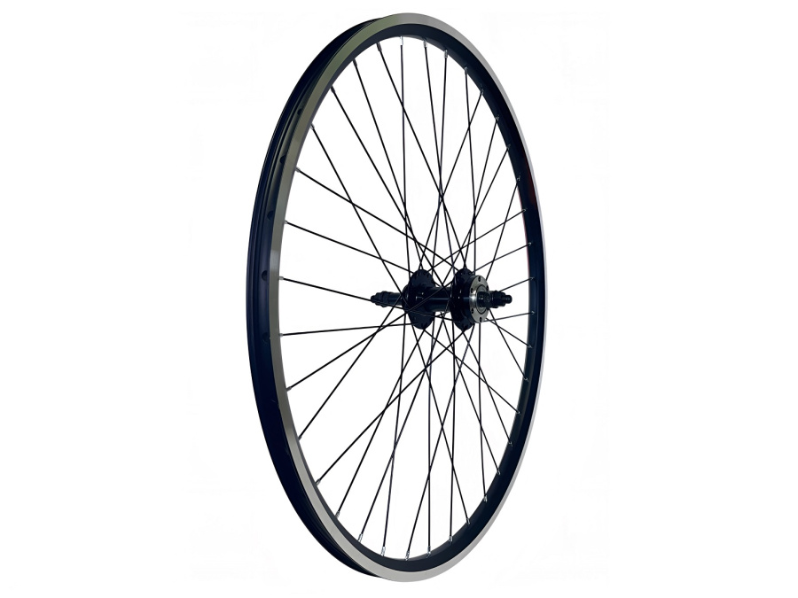 Колесо в сборе 26" заднее, втулка SF-HB25R, Дисковая (6 винтов) под трещотку, 3/8" (гайка), двустеночный алюминиевый фрезерованный обод (УТ00019916)