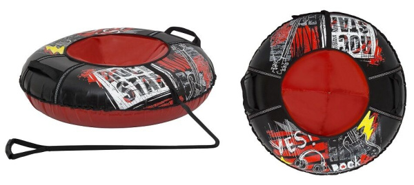 Санки надувные "Ватрушка" 100 см ПВХ-ПВХ Comfort, принт "ROCK" (Red/Black, УТ00025582)