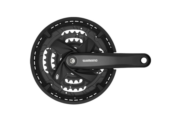 Комплект шатунов (Система), SHIMANO, FC-M371-L, C защитой, SQR, 175 мм, 48х36х26T (черный, AFCM371E866CL)