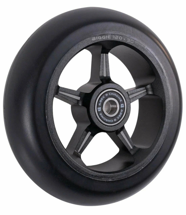 Колесо для трюкового самоката 120 мм, алюминиевое, BIGGIE, подшипники ABEC 9, TT, Black (NN013126)