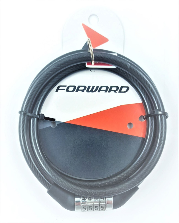 Замок противоугонный 8 х 1000 мм, трос в пластик. оболочке, кодовый, FORWARD, ZX2201 (черный, RLKZX2201001)