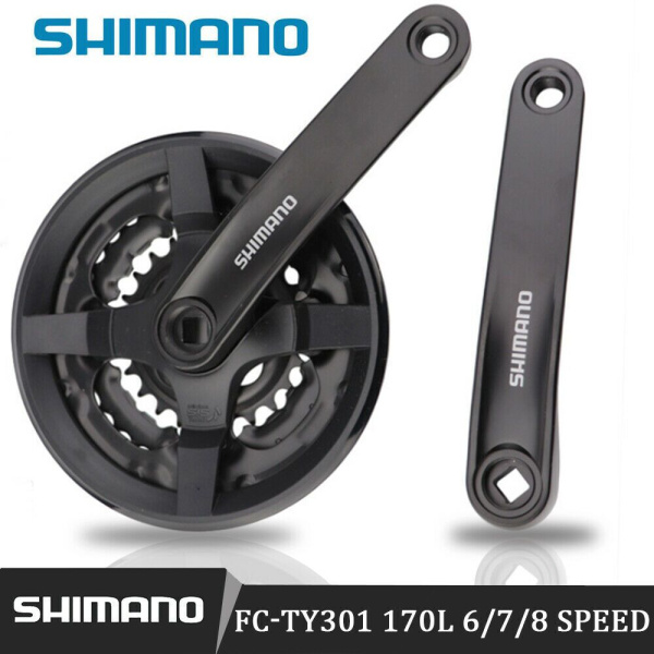 Комплект шатунов (Система), SHIMANO, FC-TY301, C защитой, 7/8 скор., 170 мм, 42х34х24T (черный, 1CW310001368)