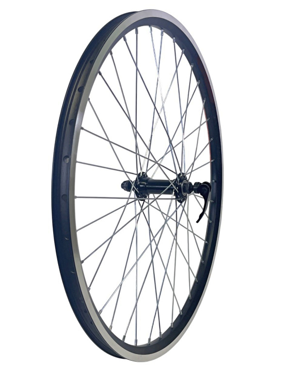Колесо в сборе 26" переднее, алюминиевая втулка WZ-A201FQ (Black), V-Brake, на эксцентрике, двустеночный алюминиевый фрезерованный обод (УТ00027243)