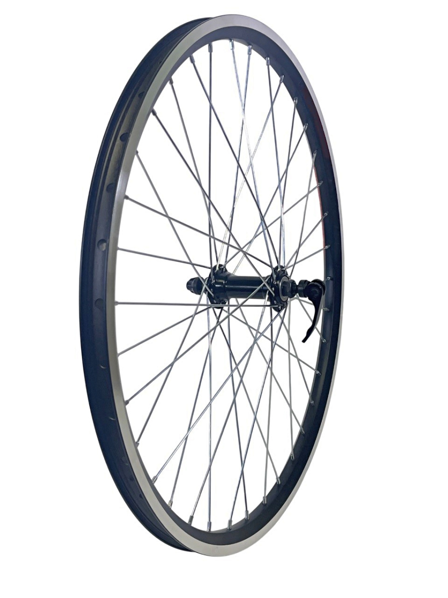 Колесо в сборе 26" переднее, алюминиевая втулка WZ-A201FQ (Black), V-Brake, на эксцентрике, двустеночный алюминиевый фрезерованный обод (УТ00027243)