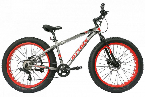 Велосипед TECH TEAM ATTACK (Fat Bike 26", 8 ск., рост 19") (красный/серый, TTAttack2619REGR)