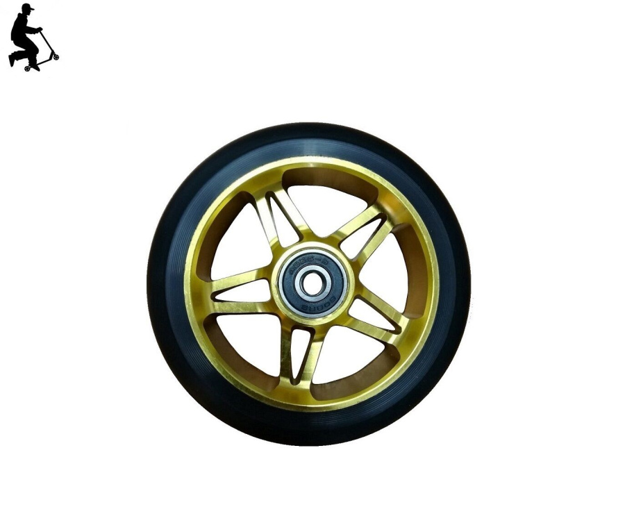 Колесо для трюкового самоката 5V, 110 мм, алюминиевое, подшипники ABEC 9 (черный/золотистый, УТ00022082)