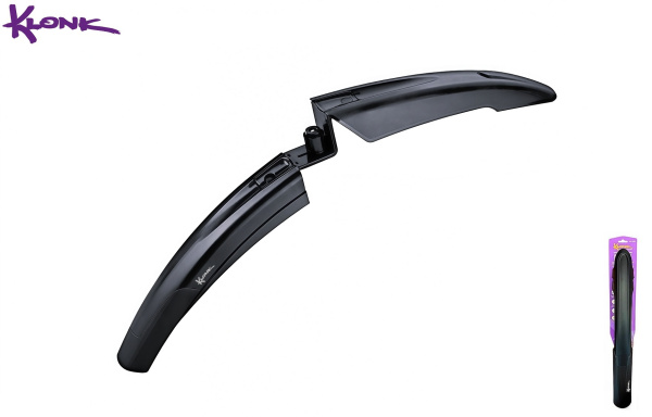 KLONK Крыло переднее, 26"-29", MTB, крепление - в шток вилки, для покрышек max. 2,35", Full Black, KLK-14006