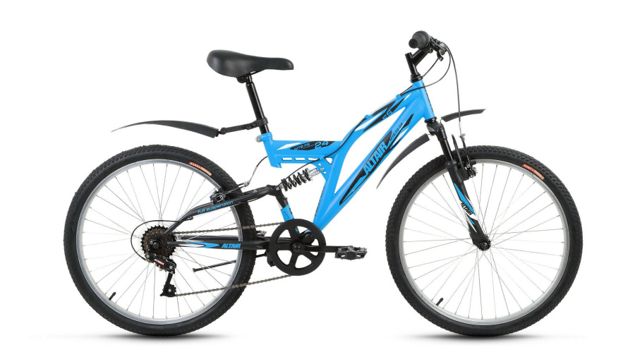 Велосипед ALTAIR MTB FS 24 (24" 6 ск. рост 14.5") 2016-2017 (голубой/черный мат., RBKT72N46002)