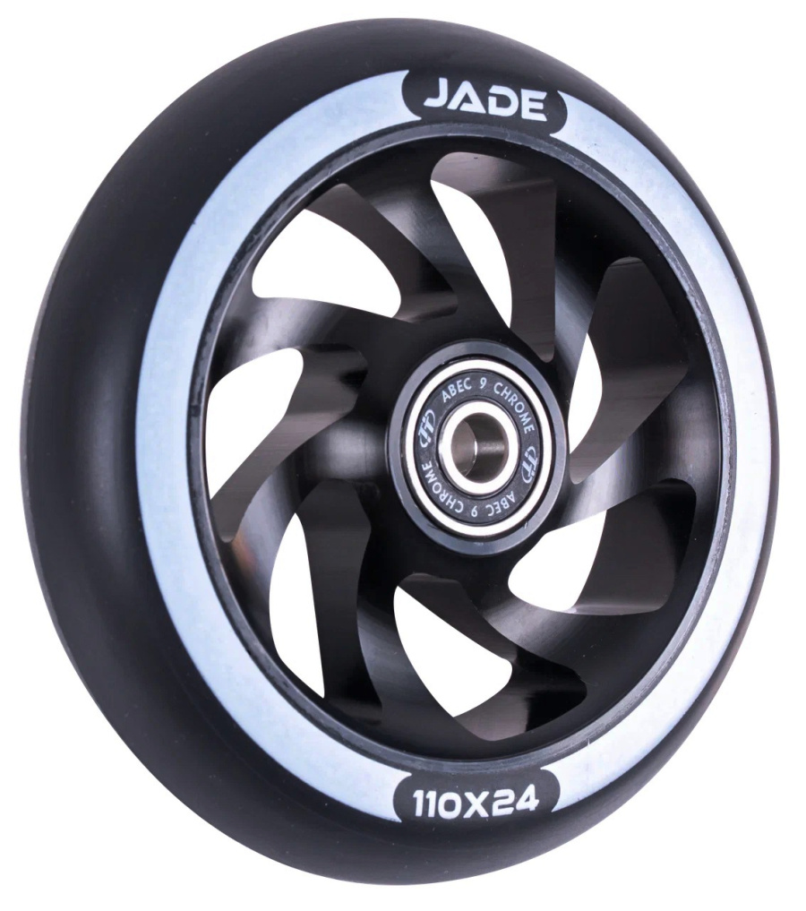 Колесо для трюкового самоката 110 мм, алюминиевое, JADE, подшипники ABEC 9, TT, Full Black (NN013037)