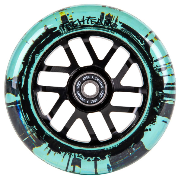 Колесо для трюкового самоката 110 мм, алюминиевое, MIST, подшипники ABEC 9, TT, Black/Green (NN010272)