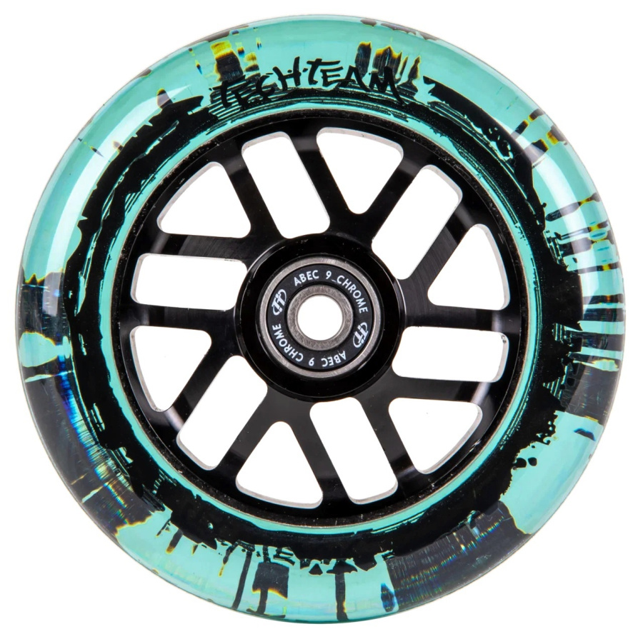 Колесо для трюкового самоката 110 мм, алюминиевое, MIST, подшипники ABEC 9, TT, Black/Green (NN010272)