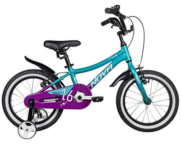 NOVATRACK 16" KATRINA алюм., V-brake, полная защита цепи, зелёный/фиолетовый