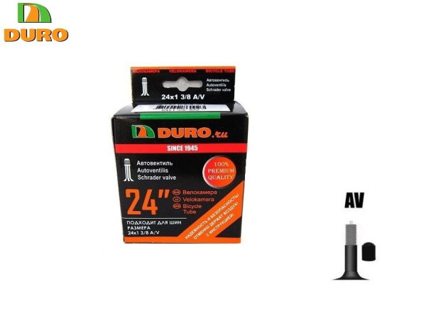 Камера 24x1 3/8 (37-540) бутил, авто-ниппель, A/V, DURO (DHB01011)