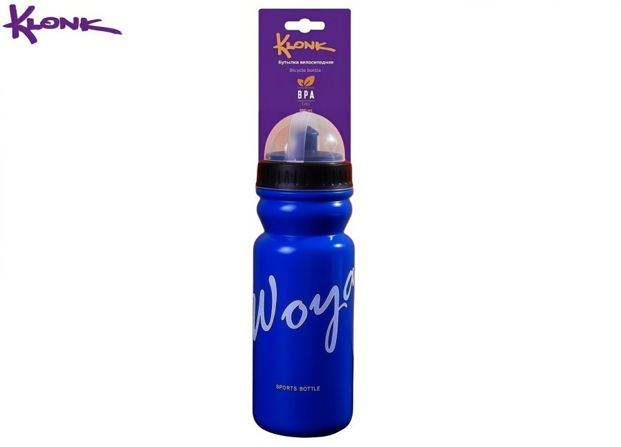 Бутылочка велосипедиста полимерная "KLONK" 650 мл, с защитной крышкой, WOYA, BPA Free, Dark Blue