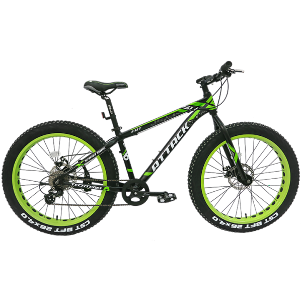 Велосипед TECH TEAM ATTACK (Fat Bike 26", 8 ск., рост 19") (черный/зеленый, TTAttack2619BLGR)