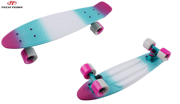 Скейтборд (пенниборд) Tech Team Multicolor 22" пластиковый, pink/sea blue (NN004160)