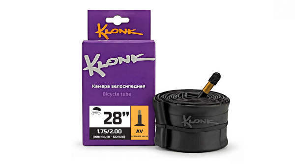 Камера 28x1,75/2,00 (700x35/50C) бутил, авто-ниппель, A/V Classic, 0,9 мм, KLONK