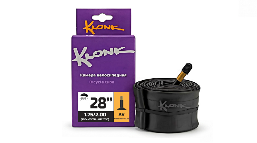 Камера 28x1,75/2,00 (700x35/50C) бутил, авто-ниппель, A/V Classic, 0,9 мм, KLONK