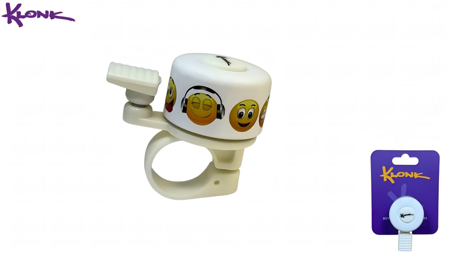 Звонок велосипедный KLONK, ударный, Alu ⌀35 мм, Смайлики, KLK-10006 (White)