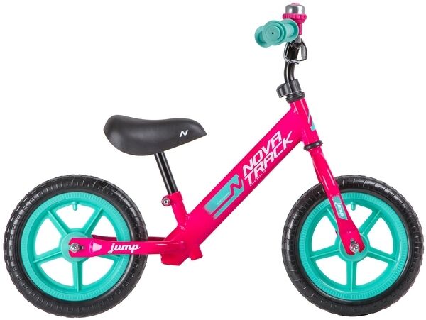 Беговел NOVATRACK 12" JUMP розовый, сталь, цветной пластиковый обод, колеса EVA (12JUMP.PN20)