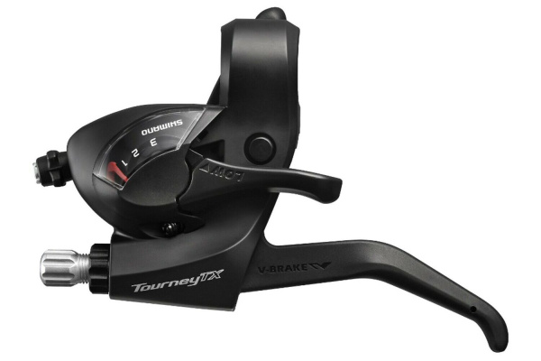 Рукоятка переключения передач левая SHIMANO TOURNEY ST-TX800-L, комбинированная, 3 скор. (черный, ASTTX800LBL)