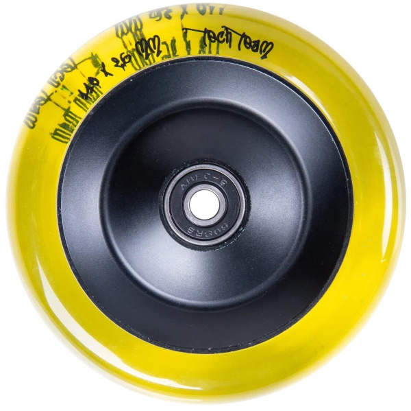 Колесо для трюкового самоката 110 мм, алюминиевое, подшипники ABEC 9, Street mama (Transparent Yellow, NN009919)