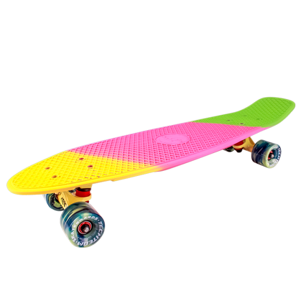 Скейтборд (пенниборд) Tech Team Tricolor 27" pink/yellow пластиковый (NN004198)