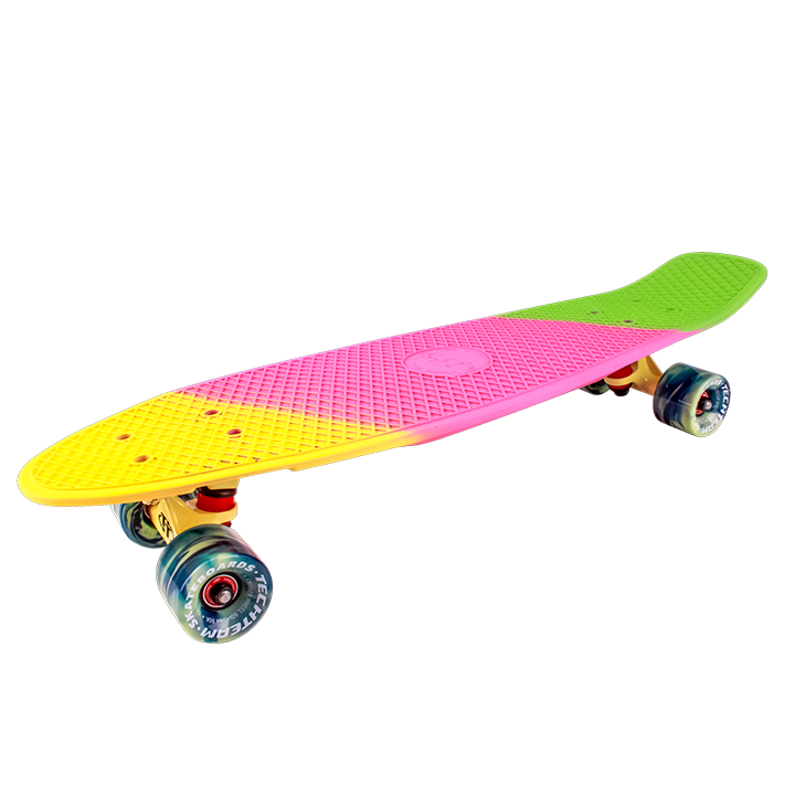 Скейтборд (пенниборд) Tech Team Tricolor 27" pink/yellow пластиковый (NN004198)