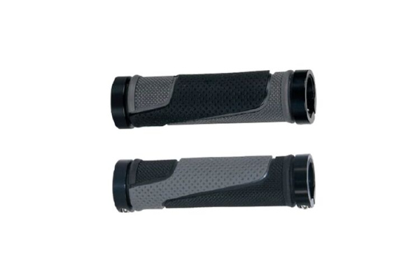 Рукоятки руля (грипсы, комплект), 130мм, Two Sides Lock Alu, GD21-624, MEET, инд. упак. (черный/серый, RNVGD2162401)