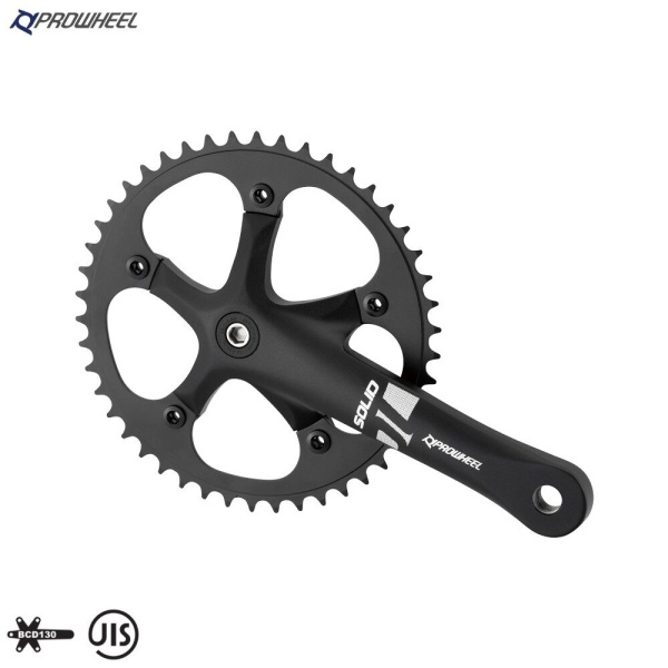 Комплект шатунов (система) PROWHEEL, алюминиевые шатуны 170мм, SQR, 9/16, съемная звезда 46T, 130 BCD, Chainline: 44, SOLID-246T-F (черный, УТ00025654)