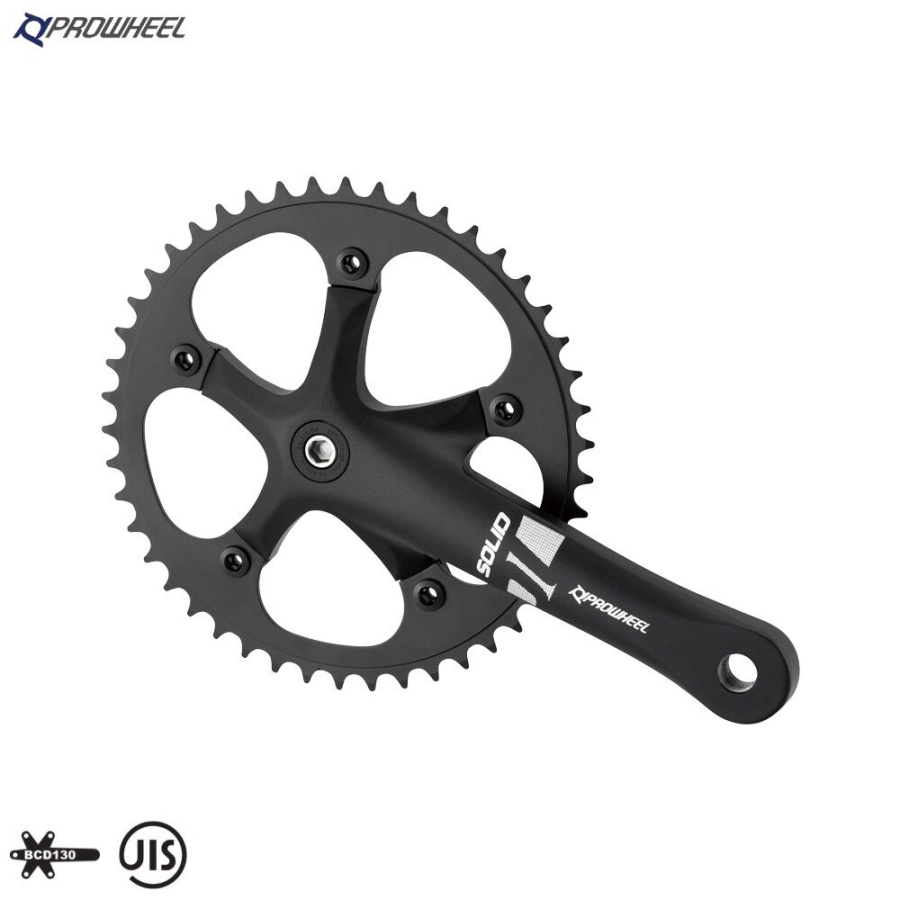 Комплект шатунов (система) PROWHEEL, алюминиевые шатуны 170мм, SQR, 9/16, съемная звезда 46T, 130 BCD, Chainline: 44, SOLID-246T-F (черный, УТ00025654)