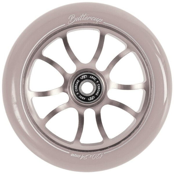 Колесо для трюкового самоката 120 мм, алюминиевое, BUTTERCUP, подшипники ABEC 9, TT, White (NN013048)