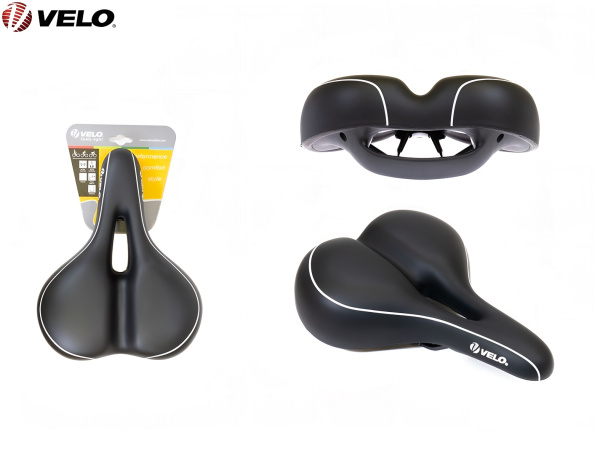 Седло актив "VELO" VL-6322, COMFORT, 270x213 мм, вакуумное, с вент. отверстием (черный, VL-6322BK)